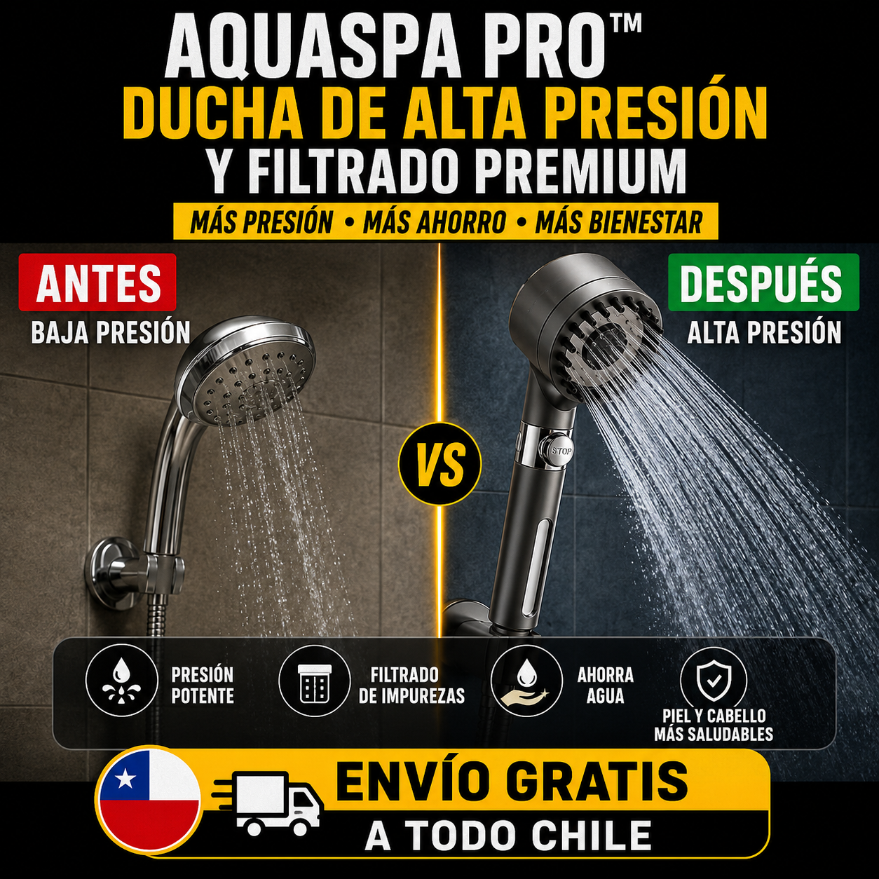 🚿 AquaSpa Pro™ | Ducha de Alta Presión y Filtrado Premium